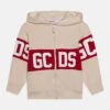 GCDS Hooded Logo Unisex - Sweater Met Rits - Whitecap Gray