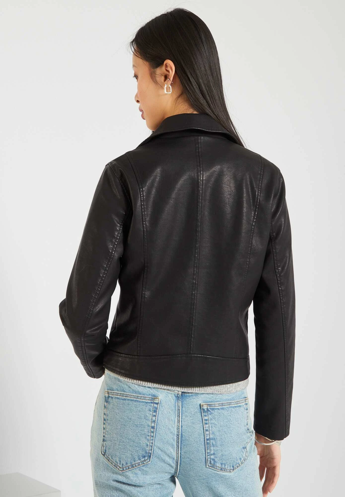 Biker Style - Imitatieleren Jas - Real Black 3 Biker Style - Imitatieleren Jas - Real Black - Afbeelding 3