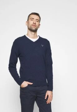 Gant V Neck - Trui - Dark Navy Melange