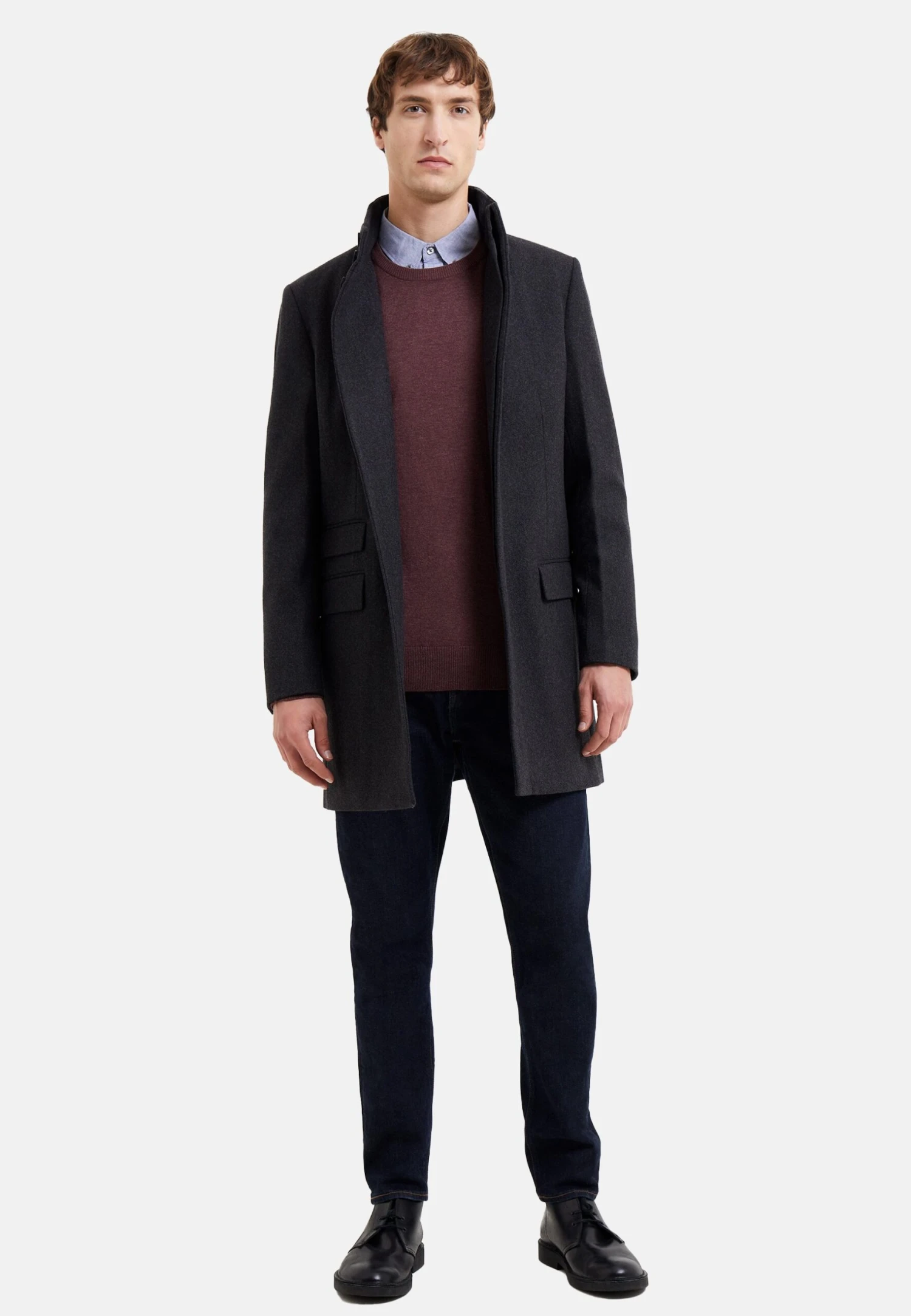 French Connection Single Breasted Funnel - Mantel - Charcoal Mel 2 French Connection Single Breasted Funnel - Mantel - Charcoal Mel - Afbeelding 2