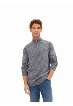 Tom Tailor Mit Troyer - Trui - Navy White Injected Melange -Modex Winkel c1eba334235c43f5bd8115a95ace5a69