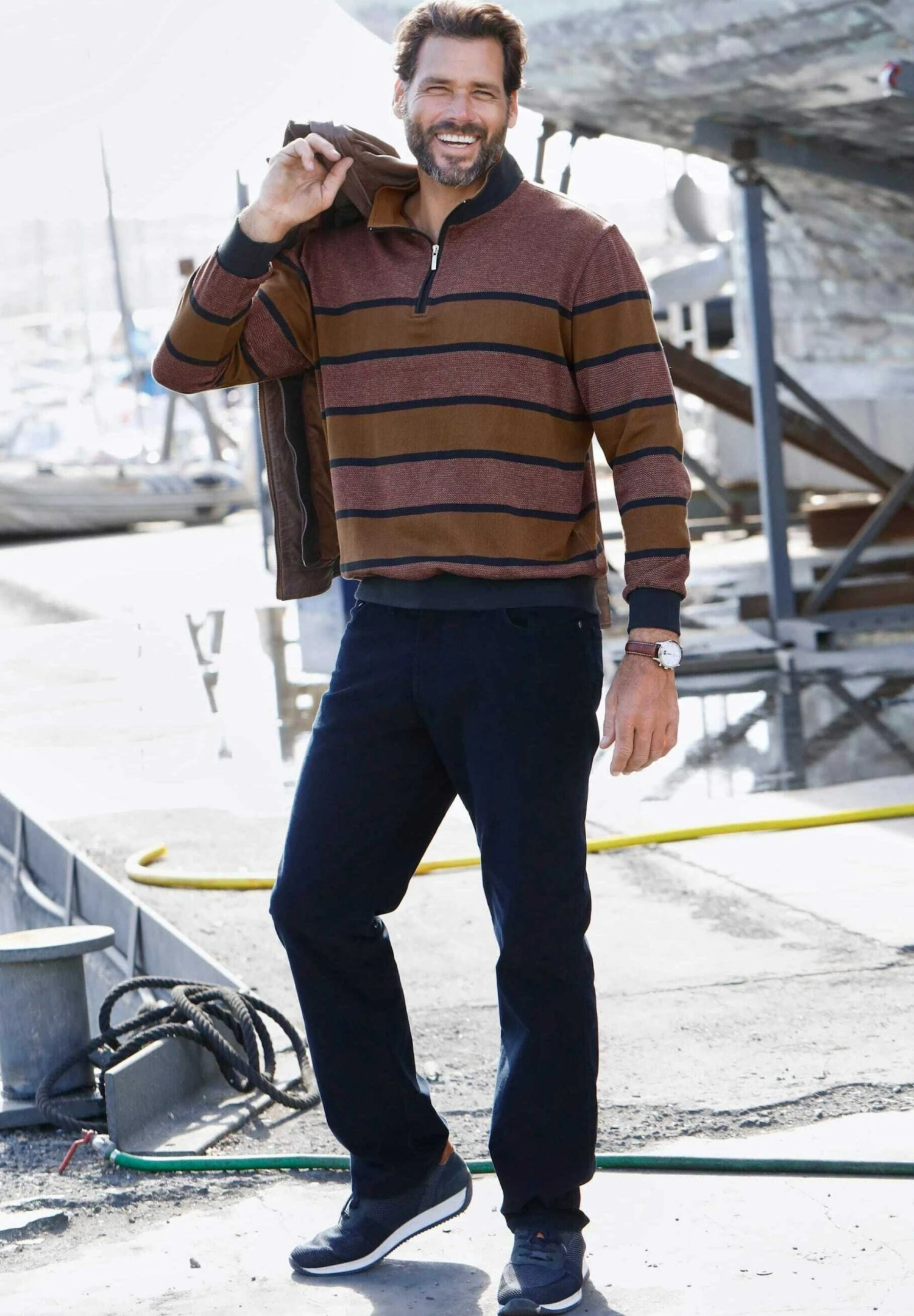 Troyer - Trui - Karamell/Marineblau 3 Troyer - Trui - Karamell/Marineblau - Afbeelding 3