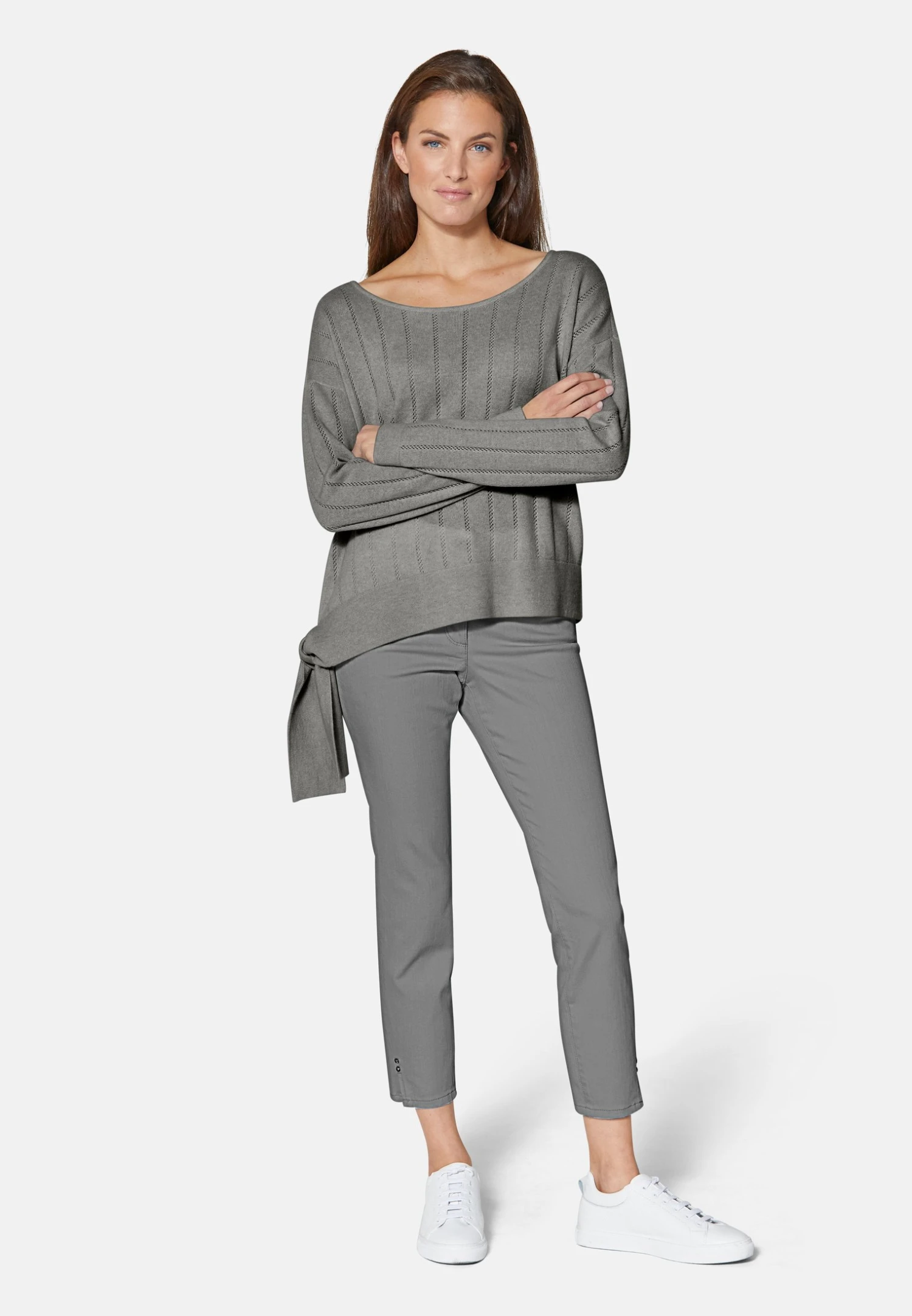 Ajour - Trui - Grau Melange 2 Ajour - Trui - Grau Melange - Afbeelding 2