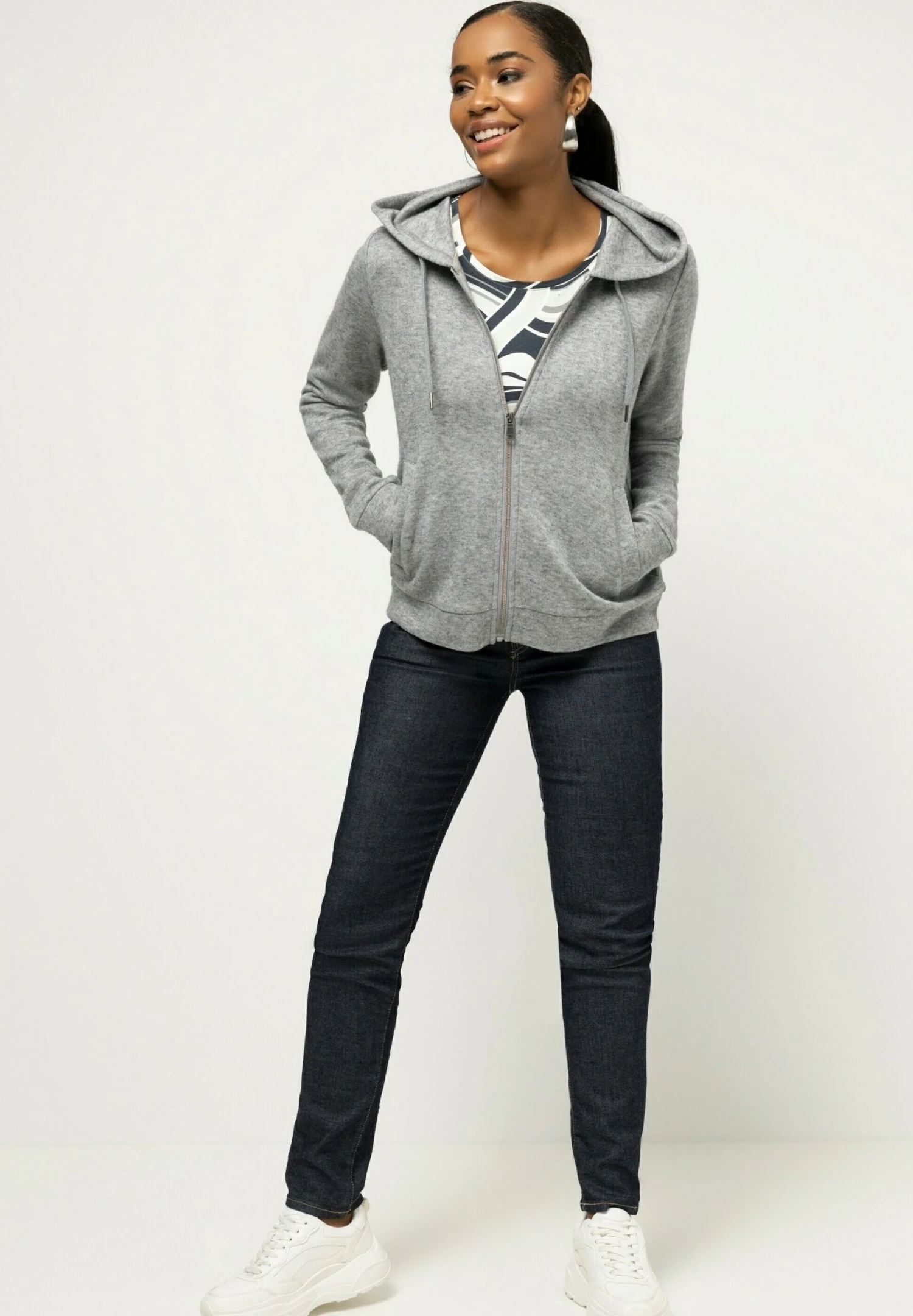 Sweater Met Rits - Grau Melange 2 Sweater Met Rits - Grau Melange - Afbeelding 2