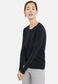 Gerry Weber Langarm Rundhals Mit Strick-Mix - Trui - Navy