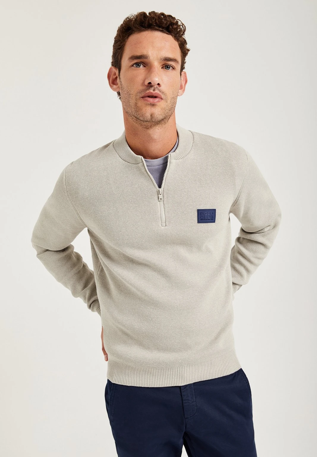 POLO CLUB Mit Halbreissverschluss - Trui - Stone 1 POLO CLUB Mit Halbreissverschluss - Trui - Stone