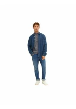 Tom Tailor Mit Troyer - Trui - Navy White Injected Melange