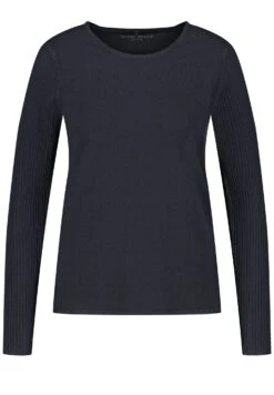 Gerry Weber Langarm Rundhals Mit Strick-Mix - Trui - Navy -Modex Winkel eba77183c73e4b568fb2e35bbfd74183