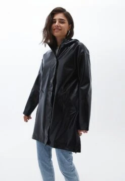 Hooded Patent- Parka - Black
