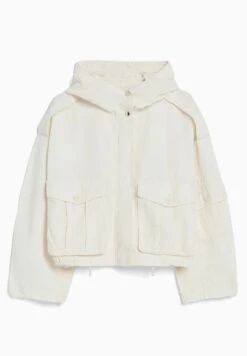 BERSHKA With Pockets - Hooded - Lichte Jas - White -Modex Winkel f37e042106f048f2be449bbb66f965c5