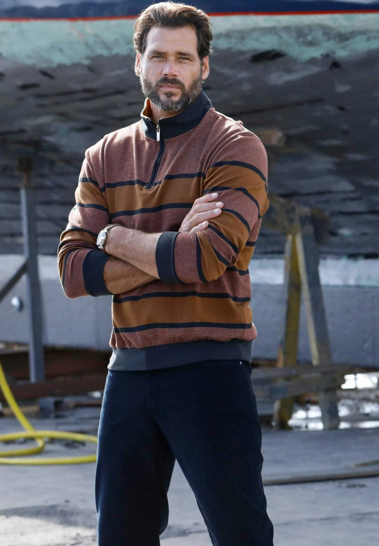 Troyer - Trui - Karamell/Marineblau 2 Troyer - Trui - Karamell/Marineblau - Afbeelding 2