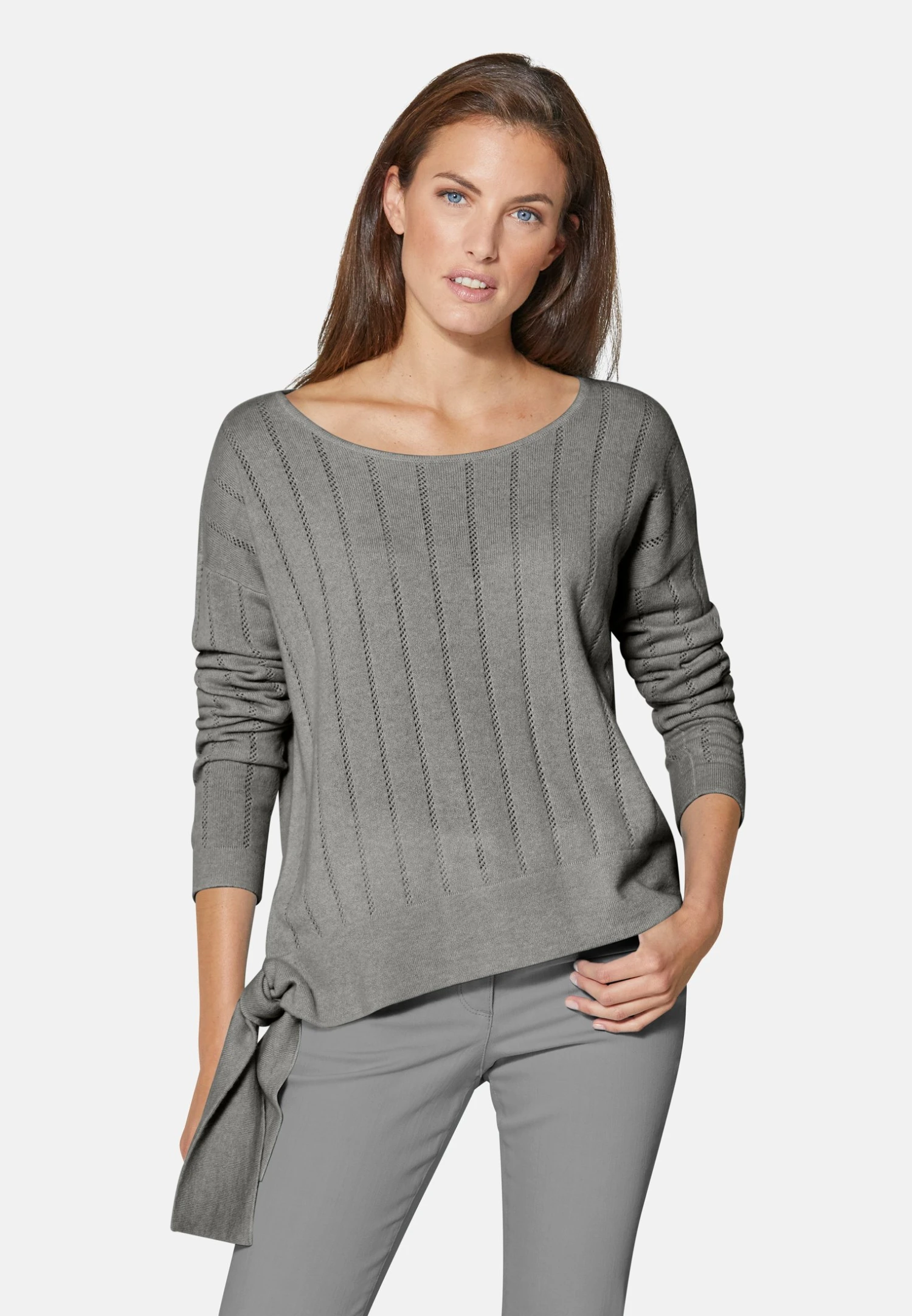 Ajour - Trui - Grau Melange 1 Ajour - Trui - Grau Melange