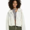 BERSHKA With Pockets - Hooded - Lichte Jas - White