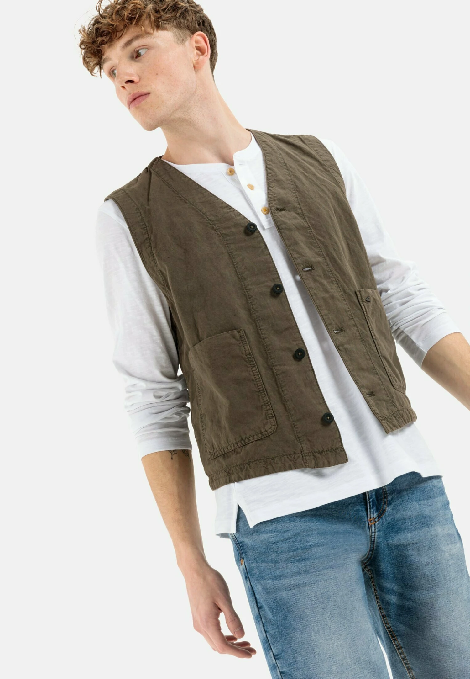 Camel Active Casual Aus Einem Mix - Bodywarmer - Olive/Brown 5 Camel Active Casual Aus Einem Mix - Bodywarmer - Olive/Brown - Afbeelding 5