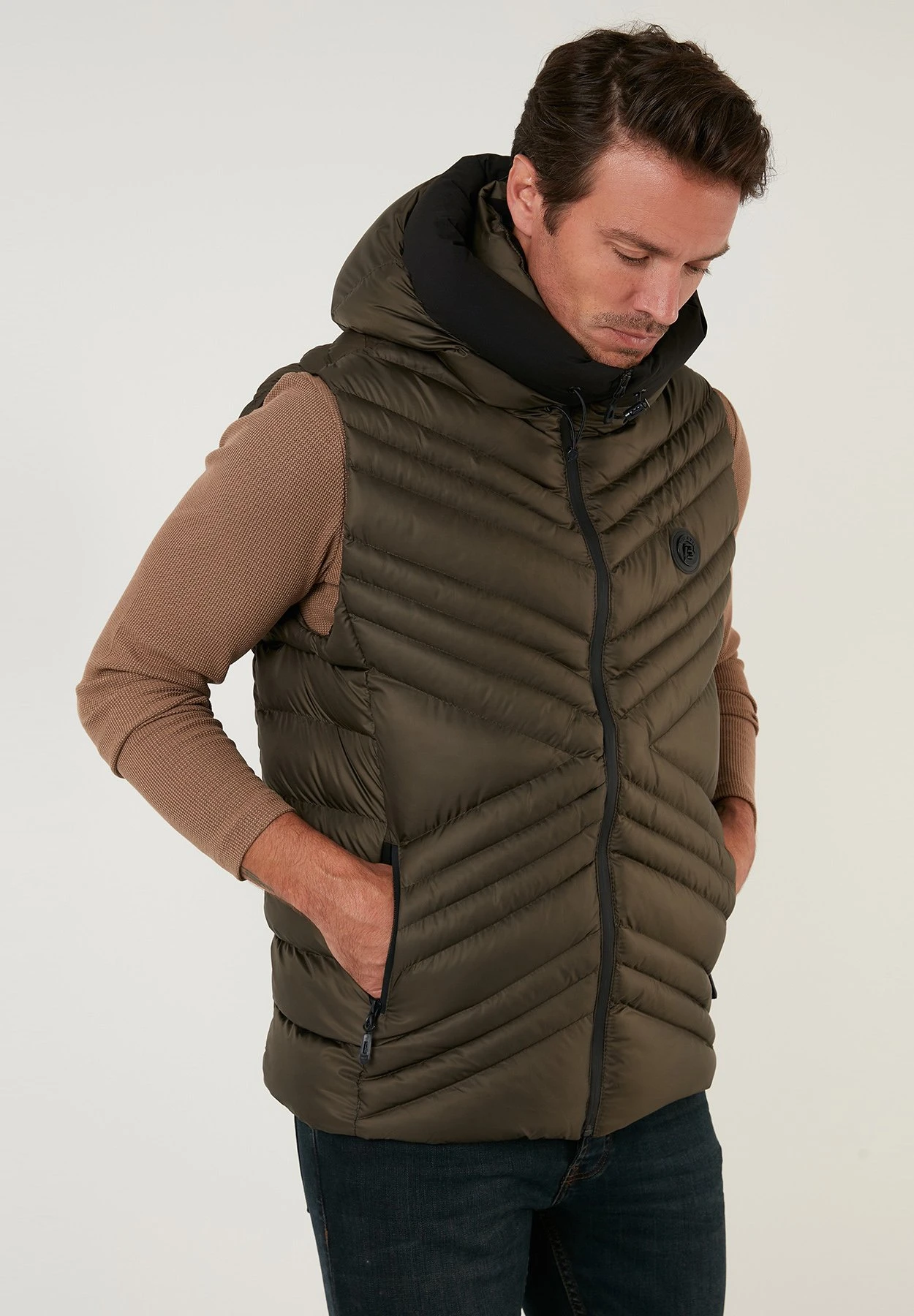 Slim Fit - Bodywarmer - Khaki 4 Slim Fit - Bodywarmer - Khaki - Afbeelding 4