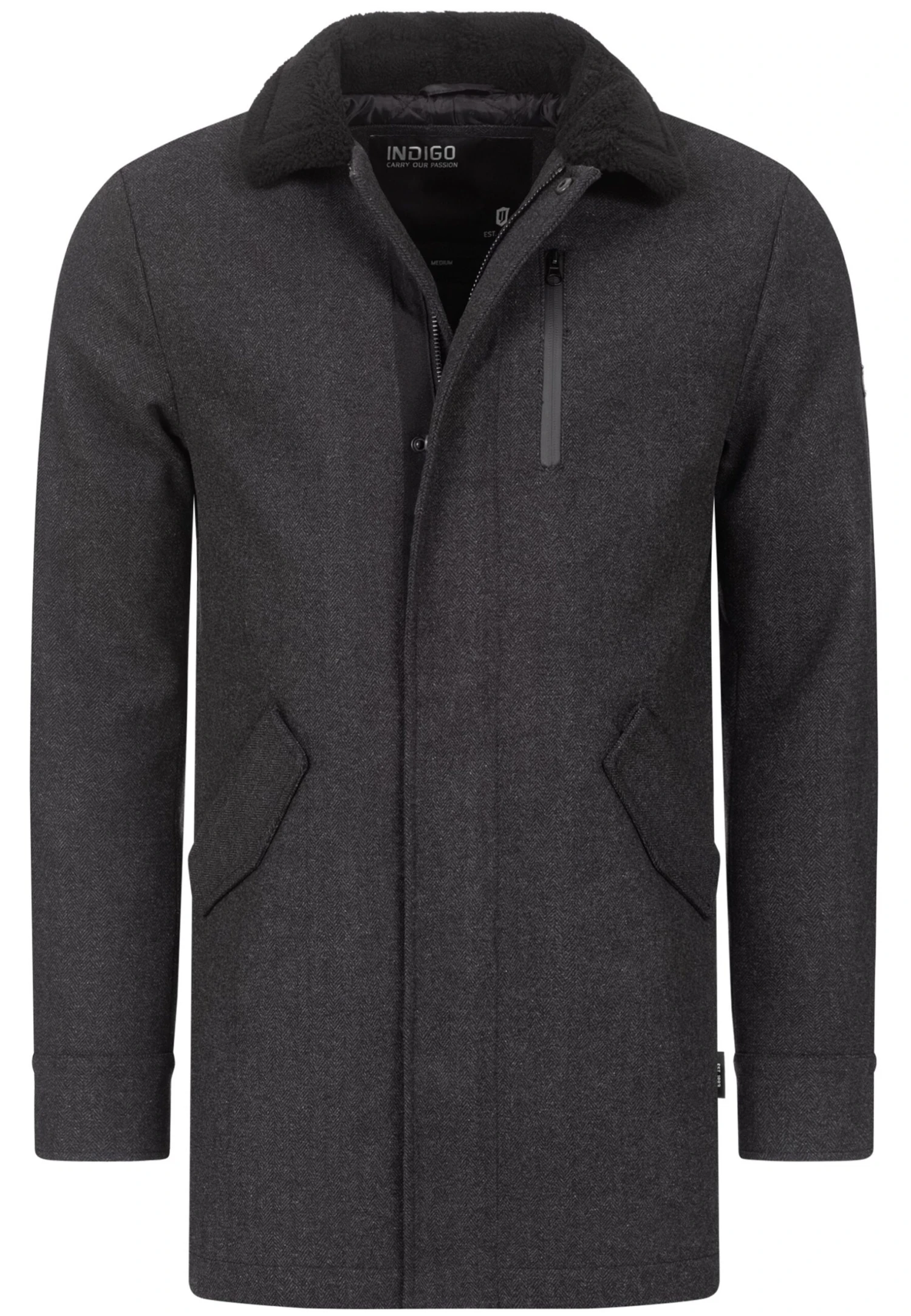 Indicode Jeans Falmo - Halflange Jas - Mini Herringbone Black 4 Indicode Jeans Falmo - Halflange Jas - Mini Herringbone Black - Afbeelding 4